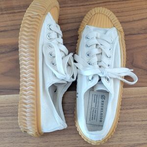 Excelsior White Canvas Sneakers with Gum Sole